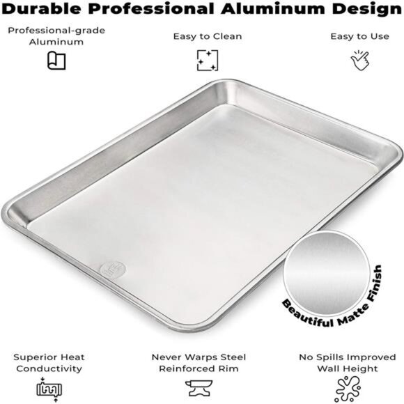 Ultra Cuisine Quarter Sheet Pan with Wire Rack Set - Includes Premium Aluminum - Picture 3 of 7